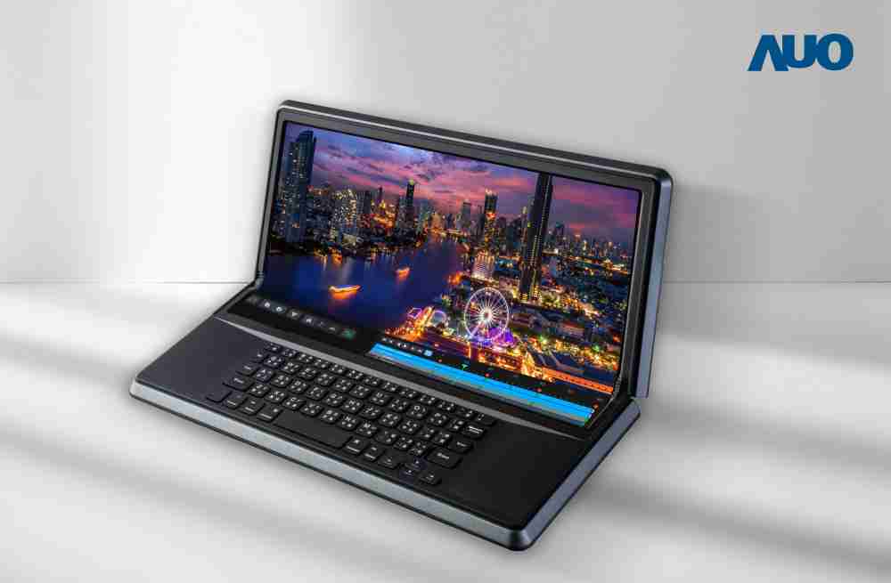 EBpay14.6吋Micro LED折迭显示屏幕，，，，搭配半径4mm的弯折绞炼，，，，以及高画素、、、高亮度、、、、高对比度的显示技术特点，，即便在大视角下仍保有绝佳色相与亮度