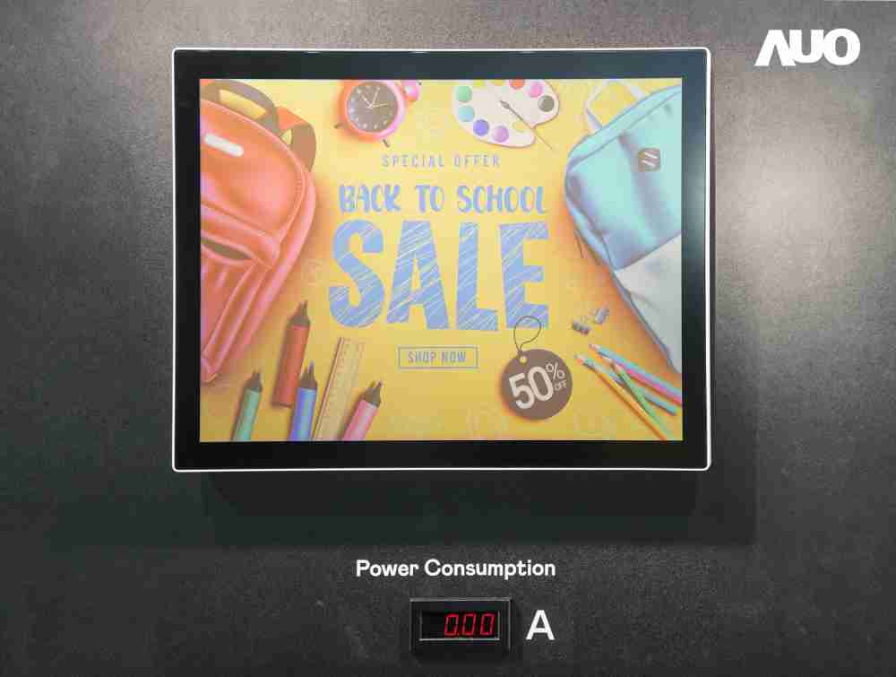 EBpay展示胆固醇液晶超低耗能户外全彩显示器，，，ChLC（胆固醇液晶）以双稳态技术使静态显示零功耗，，具省电、、、高彩度、、环保的特性，，，，还整合软硬件系统解决方案，，，，可透过单一云端平台管理